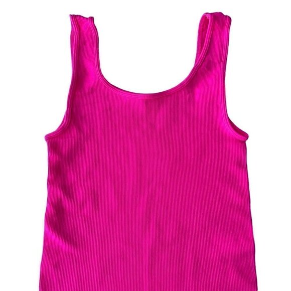 Hot Pink  Stretchable Ribbed Tank Top - Picture 2 of 9
